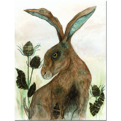 Rachel Farr Tweed Hare Mixed media watercolour